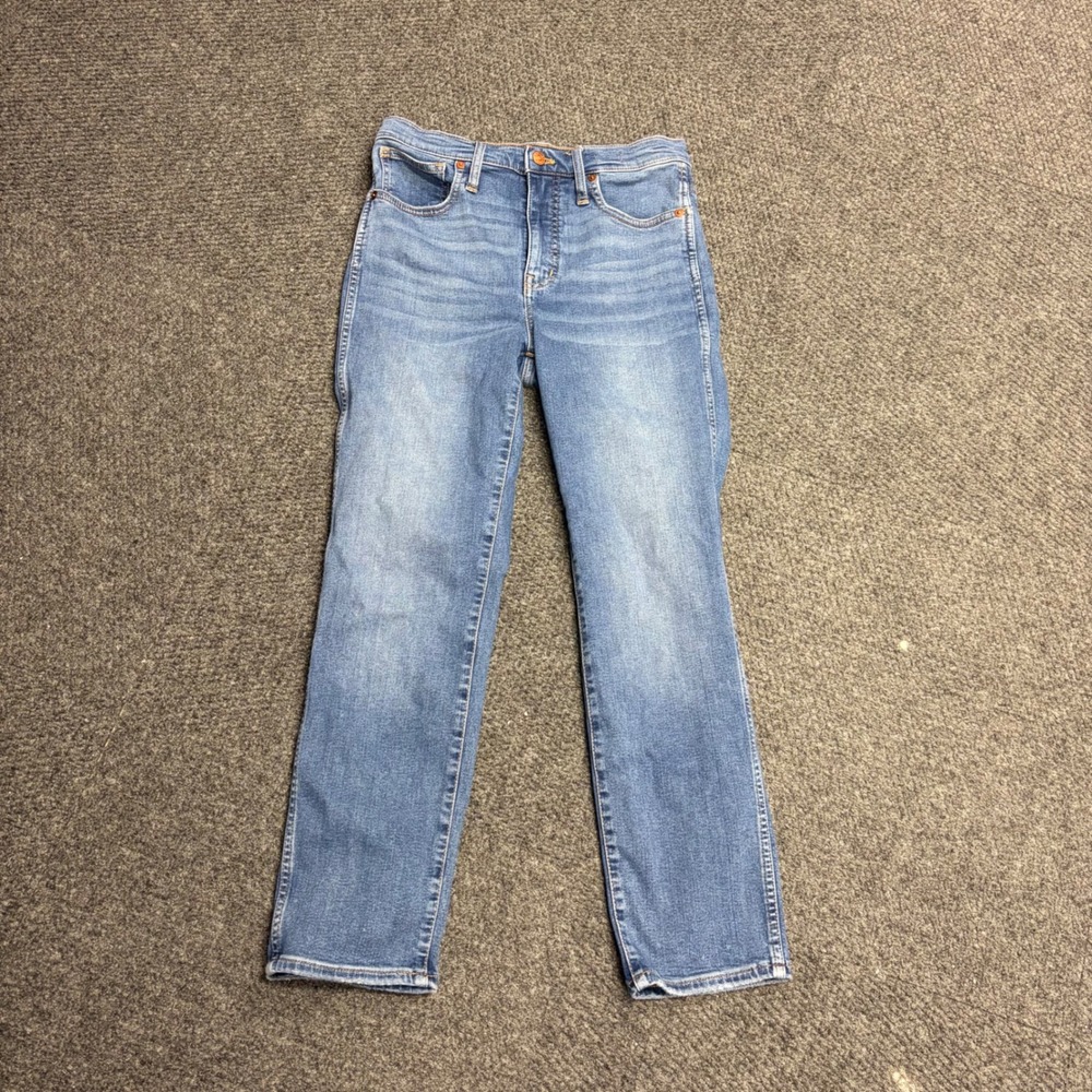 Madewell Stovepipe Jeans High Rise Straight Leg Medium Wash Blue Denim Size 26